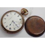Gilt metal full hunter crown wind pocket watch by Thomas Russell & Son Liverpool A/F