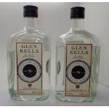 Two bottles of Glen Kella Manx white whisky 8 years old 40 proof 70cl CONDITION REPORT:
