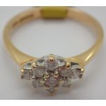 18ct gold diamond cluster ring size N approximately 0.33ct 3.