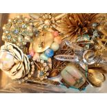 Box of costume jewellery brooches