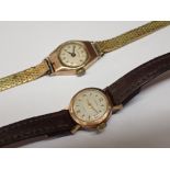 Two ladies 9ct gold wristwatches Dominant and Senate
