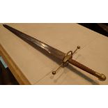 Reproduction steel broadsword with brass guard and pommel blade length 90 cm