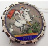 George III crown with enamelled George and Dragon loose set in hallmarked silver mount