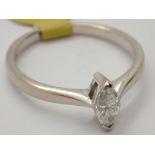 18ct white gold marquise cut diamond solitaire ring size O approximately 0.35ct RRP £1800.