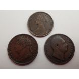 Three farthings 1821 1831 and 1860