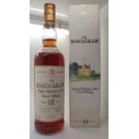Bottle of The Macallan single malt whisky 12 years old 43 proof 75cl All of these whiskies are part