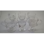 Six antique glass chocolate cups various patterns