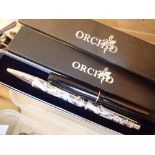 Box of pens including Swan Mabie Todd fountain pen