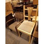 Beech dining chair and another