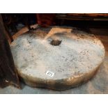 Large genuine stone circular grindstone CONDITION REPORT: D: 70 cm W;
