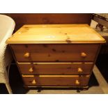 Small pine chest of three drawers