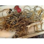 Box of mixed jewellery chains including 925 silver