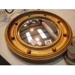 Gold metallic porthole convex mirror