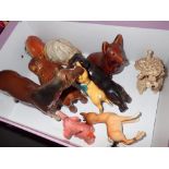 Box of ceramic animals
