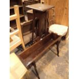 Large oak trough and a mahogany plant stand