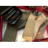 WWII military items including gun cleaning kit