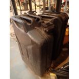 Two black 20L jerry cans