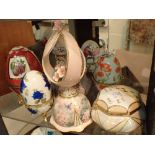 Collection of ceramics novelty music bixes and Limoge style hinged eggs