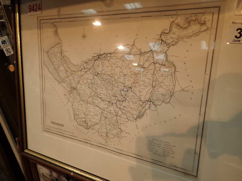 Engraving of map of Cheshire by John & Charles Walker