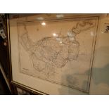 Engraving of map of Cheshire by John & Charles Walker
