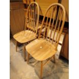 Pair of Ercol style stickback kitchen chairs