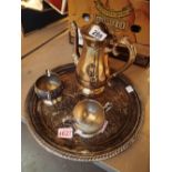 Small quantity of silver plated items including tray coffee pot etc