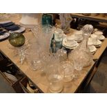 Collection of mixed glassware including vases crystal etc