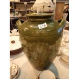 Large green stoneware glazed pot
