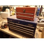 Two metal tool boxes with contents