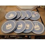 Fifteen Wedgwood Jasperware Christmas plates