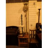 Collection of mixed furniture and a brass standard lamp