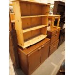 Collection of furniture including pine nest of tables three living rooms units and a pine bookcase