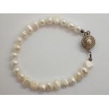 Vintage Baroque pearl bracelet with silver clasp