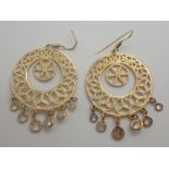 Silver gold plated stone set circular earrings