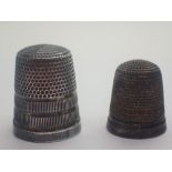 Two sterling silver thimbles including Charles Horner example