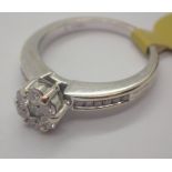 18ct white gold diamond cluster ring with diamond set shoulders size N RRP £1800.00+ 5.