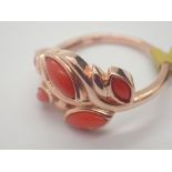 Silver rose gold plated leaf ring size T / U