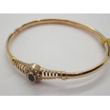 9ct gold sapphire set hinged bangle