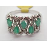 TGGC silver fancy five stone emerald ring size U