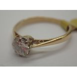 18ct gold antique diamond solitaire ring size P approximately 0.