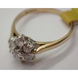9ct gold diamond daisy cluster ring size L approximately 0.