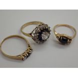 Three 9ct gold dress rings gross 6g