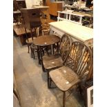 Mixed furniture lot to include two bentwood chairs two wheel back chairs oval side table with