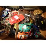 Box of mixed loose toy vehicles
