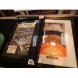 Two reproduction Liverpool overhead railway posters and an underground railway poster all framed