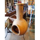 Large garden Chimenea CONDITION REPORT: Appears to be constructed in earthenware and