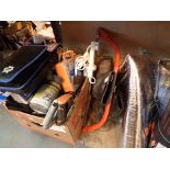 Mixed hand tools to include boxed tile cutter Bosch drill etc