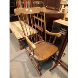 Traditional pine stick back rocking chair