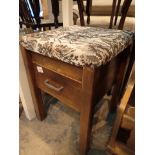 Mid Century sewing box stool with upholstered top