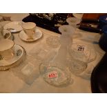 Pair of Opaque candlesticks pair of square pin dishes and miniature plain and round pin dish and